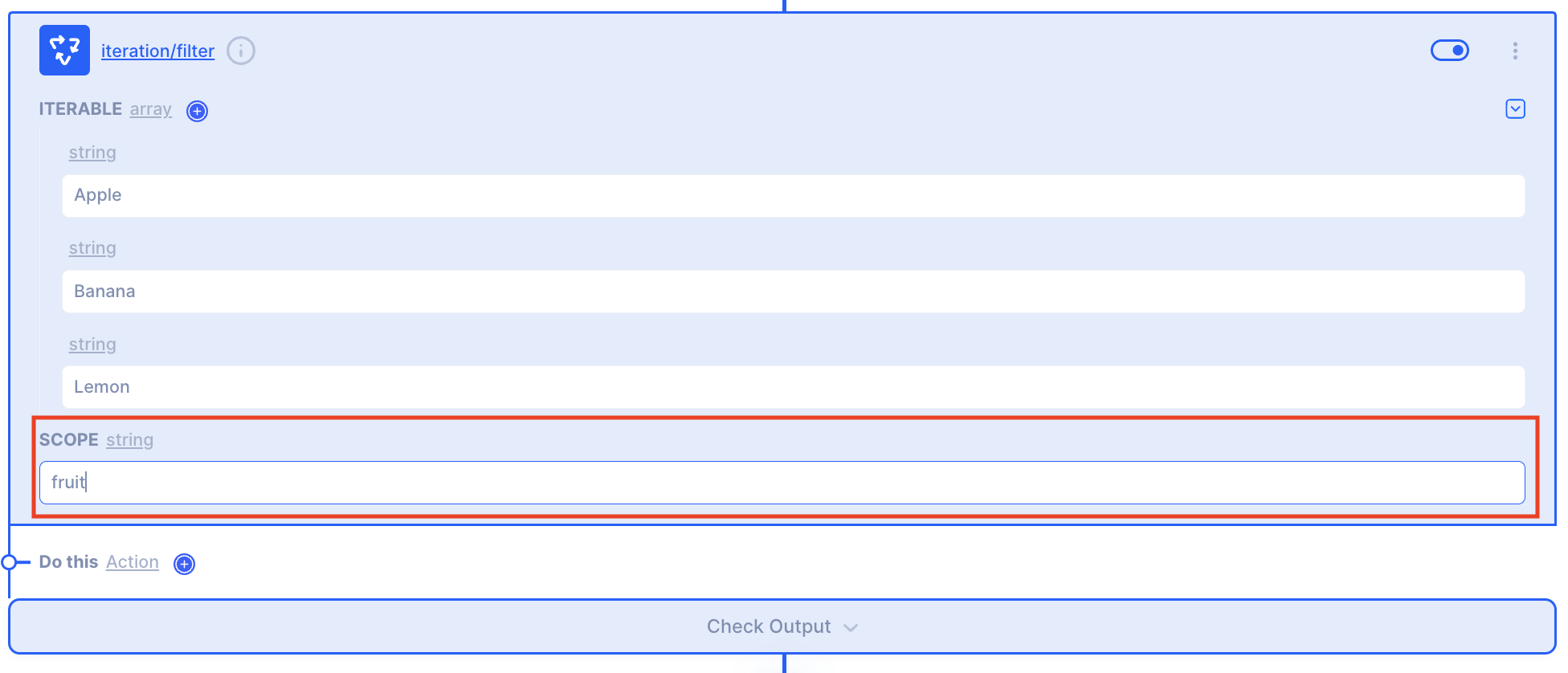 action iteration filter privew