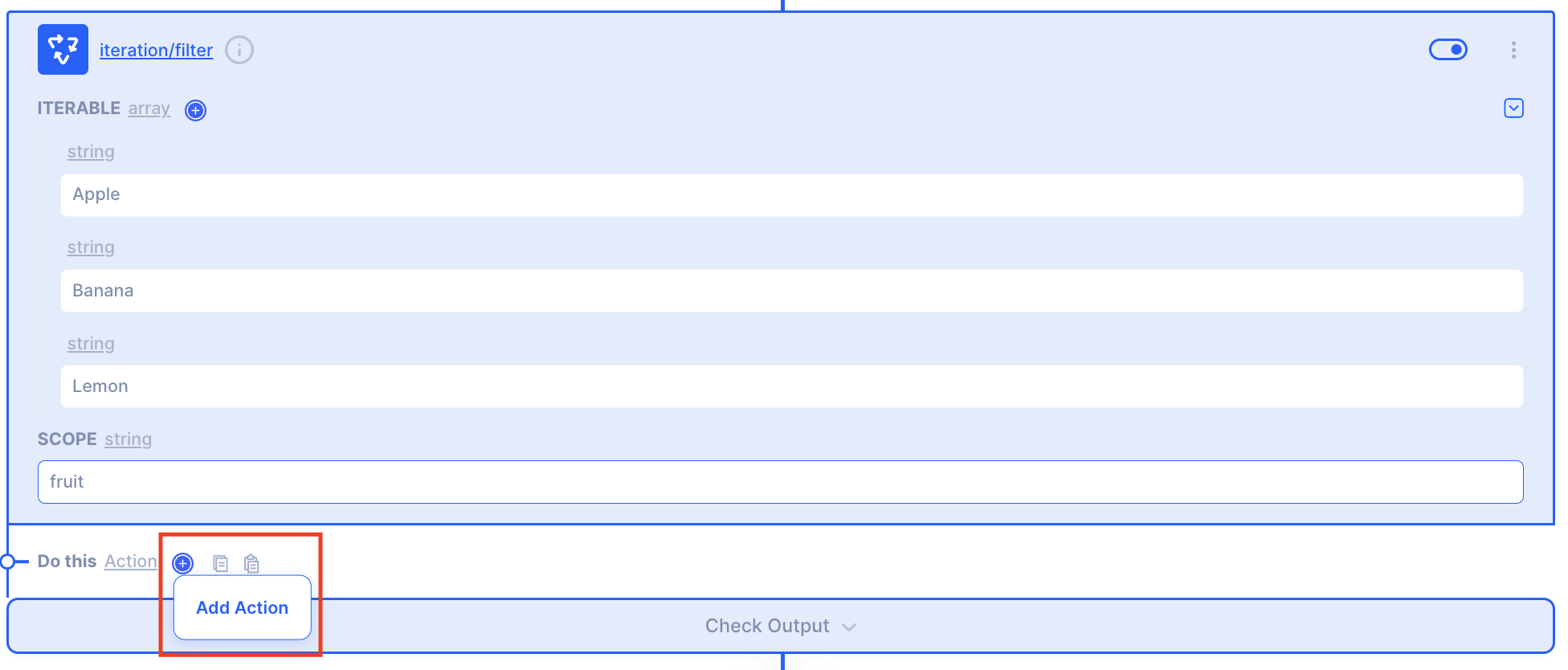 action iteration filter privew