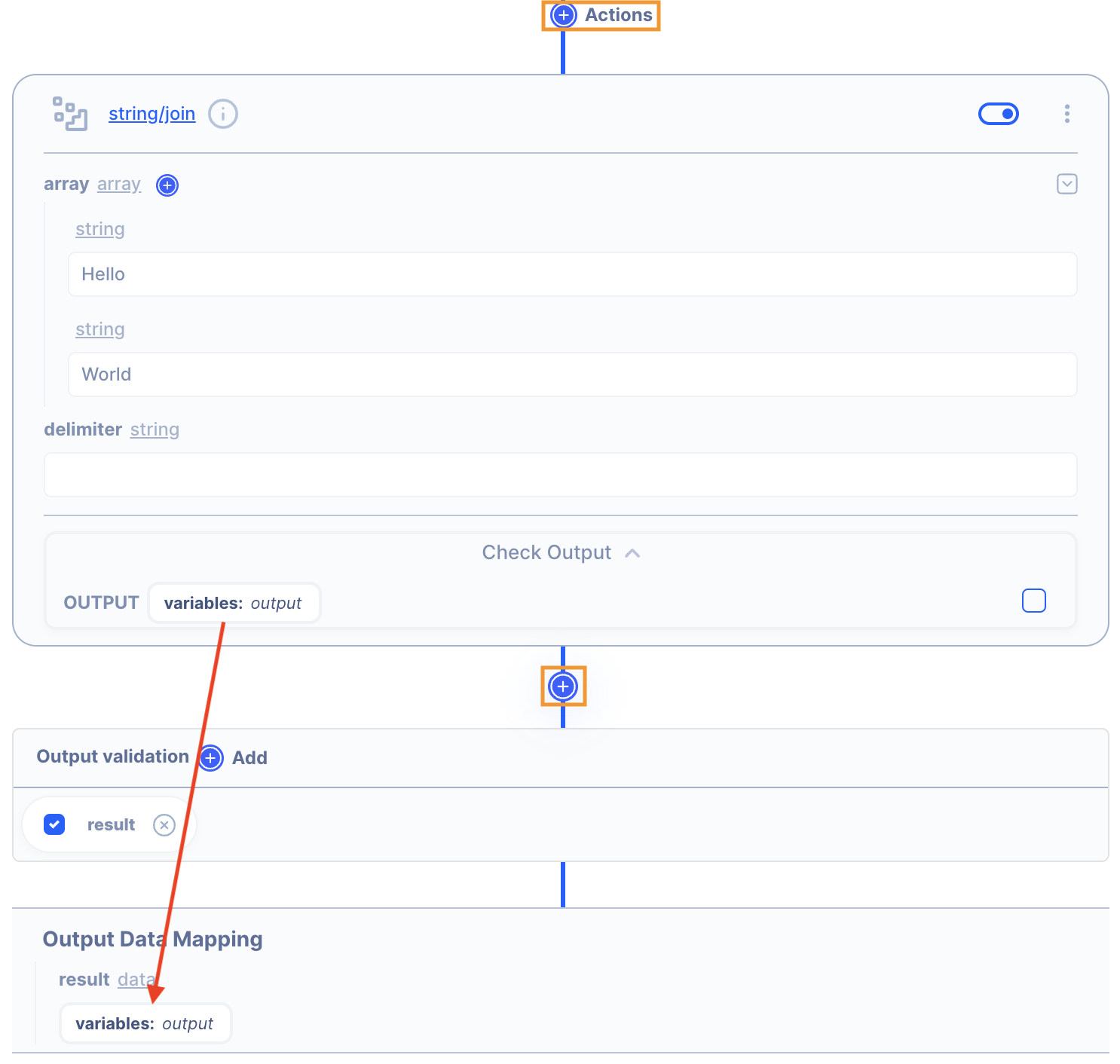 Mapping Action Output